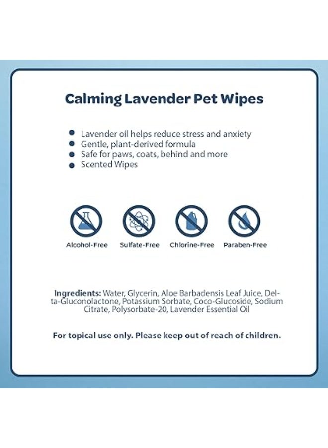 Pet Wipes for Dogs - Dog Wipes Cleaning Deodorizing, for Coats, Ears, Paws - Calming Lavender, Aloe Vera, 100 Count - Image 3